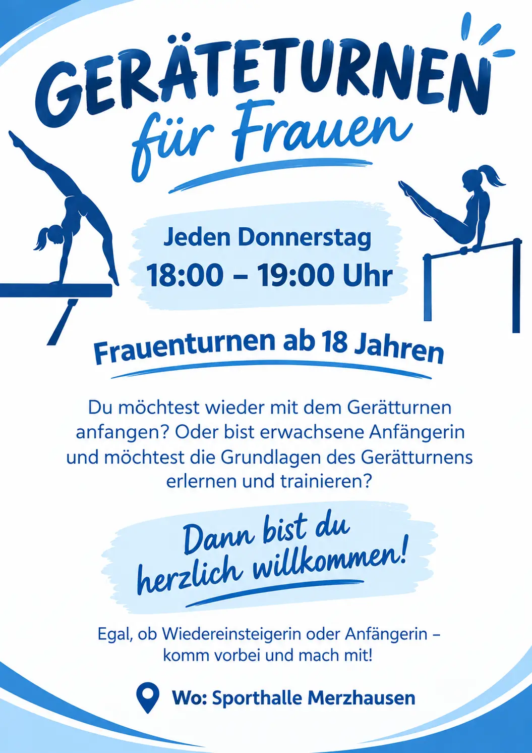 Geräteturnen für Frauen - Donnertstag 18:00 bis 19:00